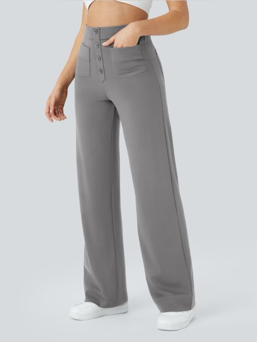 Halara DayStretch High-Rise‎ Pockets Straight Leg Casual Utility Pants Sage L